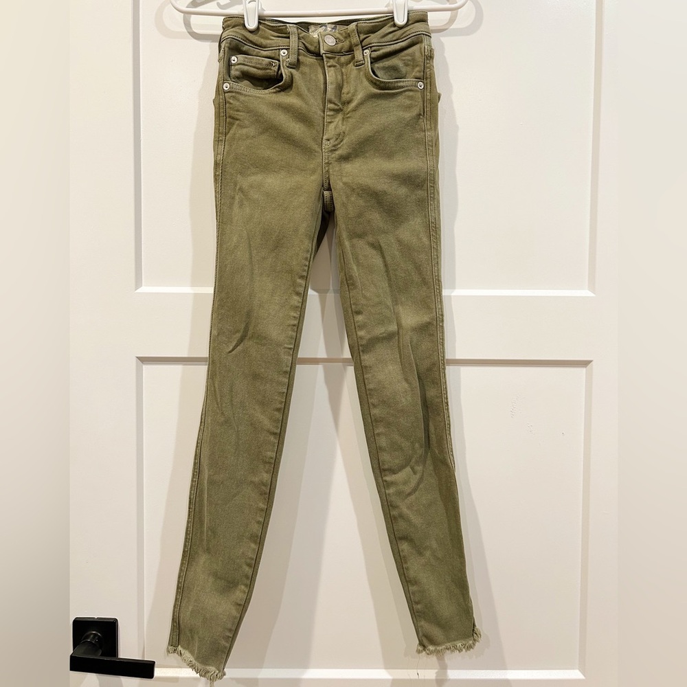 Free People army green skinny jeans